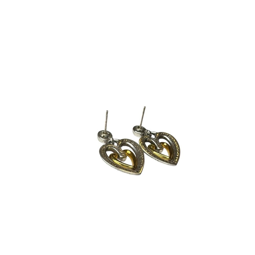 Brighton  Silver and Gold tone Heart Earrings no backs - Picture 4 of 4